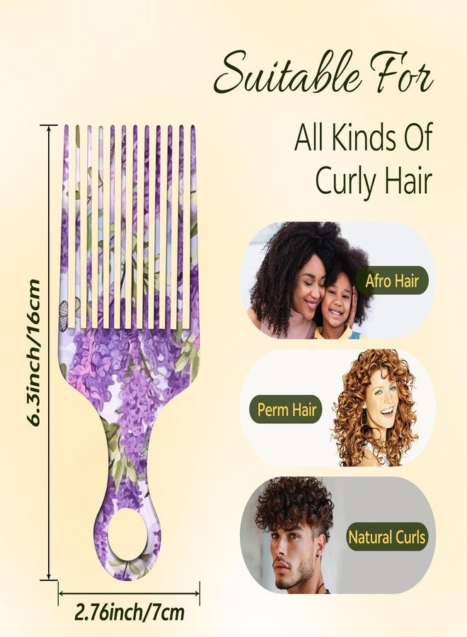 GABraden 2 Pcs Afro Pick Comb for Natural Curly Hair,Portable Styling Hair Pick for Travel,Anti-Static,Cute Afro Comb for Women Men and Girls(Purple-T6) - Image 2